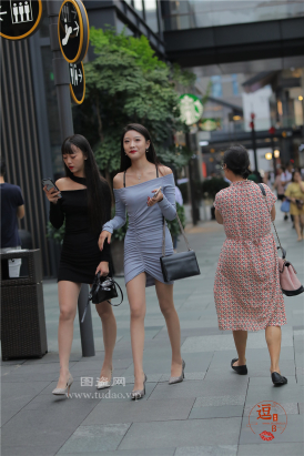 编码0575蓝色紧身包臀裙短肉丝美腿高跟香肩