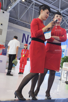 4K视频非CATA空姐展会川航黑丝高跟空姐