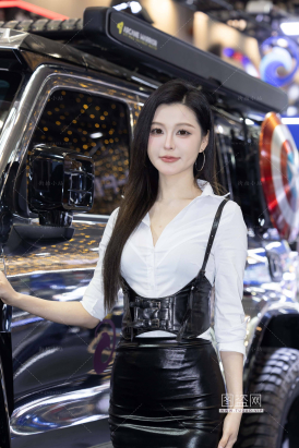 包臀裙黑丝车模美女