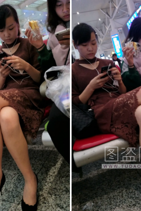 褐色连衣裙肉丝黑高跟[509M]